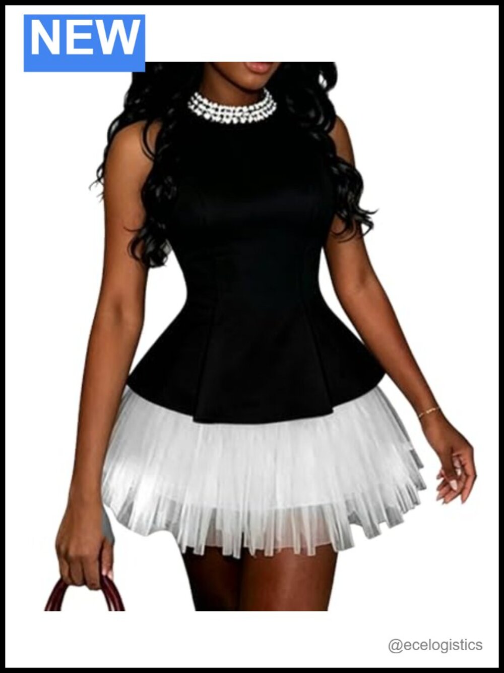 Polyester Blend Sleeveless Ruffle Hem Tank Top and Puff Skirt Set